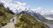 Hiking girl in New Zealand Mount Cook nature mountain landscape