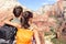 Hiking - hikers looking at view Zion National park