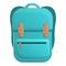 Hiking laptop backpack icon, cartoon style