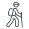 Hiking line icon, travel and tourism, tourist