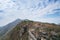 Hiking man on the mountain, epic aerial view of Pat Sin Leng