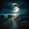 Hiking through a Moon Lit Path
