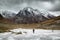 Hiking in the mountains in late autumn in Kamchatka