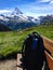 Hiking Natural Trail with view of Matterhorn Peak in summer, Zermatt, Switzerland, Europe. Family Activities, Hiking in the wild