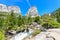 Hiking at Nevada Falls along John Muir Trail and Mist Trail, Yosemite National Park, California. USA