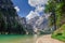 Hiking path along the pearl of the Dolomites, the Pragser wildsee