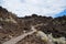 Hiking path in a gigantic lava field of an old volcanic eruption