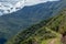 Hiking path at high altitude Peruvian mountains, the Choquequirao trek to Machu Picchu, alternative to Inca Trail, Peru