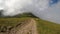 Hiking path in the misty mountains