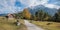 Hiking path near mittenwald with beautiful lookout to karwendel