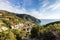 Hiking path near touristic town, Riomaggiore, Italy. Cinque Terre