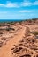 Hiking path over red sand near Mushroom Rock in the Kalbarri Australia