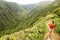 Hiking people on Hawaii, Waihee ridge trail, Maui