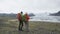 Hiking people trekking on glacier hike on Iceland
