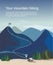 Hiking route infographic. Layers of mountain landscape with fir trees