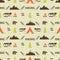 Hiking seamless pattern. trail wallpaper design. Equipment for outdoor walking background print. or gear rustic - tent