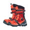 Hiking shoe symbolizes adventure in winter mountains