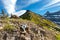 Hiking Sign Trail Marker Mount Allan Centennial Ridge Alberta Foothills Springtime Landscape Panorama Canadian Rockies