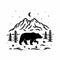 Hiking t-shirt black print with bear and mountains - explore the outdoor