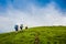 Hiking team in summer mountains