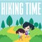 Hiking Time Illustration Vector Art Logo