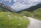 Hiking track in the Alps with mountains in Fimbatal from Ischgl to Heidelberger Hut