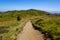 Hiking trail access to the Puy de DÃ´me volcano mountain from Puy Pariou in Auvergne france