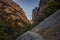 Hiking trail along the cliffs in Blanc-Martel destination in La Palud-sur-Verdon, France