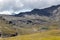 Hiking trail in Aosta Valley, Italy. Alpine lake of Doreire.