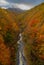 Hiking trail in Autumn , Fukushima Prefecture with waterfall