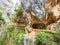 Hiking trail Cares Trail or Ruta del Cares along river Cares in cloudy spring day  near Cain, Picos de Europa National Park, p