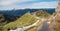 Hiking trail Kanzelwand mountain, view to Riezler Alpsee and top station of the cable railway, allgau alps