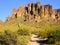 A hiking trail leads into the Superstition Mountains.