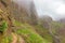 Hiking trail passage Pico Arieiro to Pico Ruivo - path along abyss
