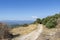 Hiking trail in the region of Mont Ventoux mountain and Dentelles de Montmirail chain of mountains