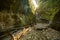 Hiking trail in Sucha Bela gorge in Slovensky raj National park, Slovakia