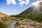 Hiking trail on a sunny autumn day