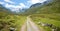 Hiking trail to DÃ¼rrboden, view to scaletta glacier, breathtaking Dischma valley, grisons switzerland