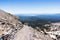 Hiking trail to Lassen Peak; Lassen Volcanic National Park; Lake Almanor visible in the background; Northern California