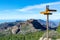 Hiking trails with signpost, walking routes in mountains on Gran Canaria island, Canary, Spain