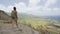 Hiking travel woman looking at St Kitts landscape - Caribbean tourist