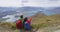 Hiking wanderlust adventure and travel vacation concept with hiker couple