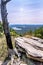 Hiking wolfpit traiolhead in linville gorge near lake james