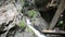 Hiking through the Wolfsklamm gorge on stairs. European Alps. Part of Karwendel mountains