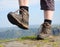 Hiking woman with boots