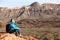 Hiking - woman hiker enjoying view