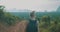 Hiking woman in tropical island mountains