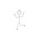 Hilarious stick man sketch running isolated on white background
