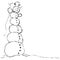 Hilarious tall snowman - vector illustration black sketch