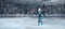 Hild  figure skater on winter lake  background